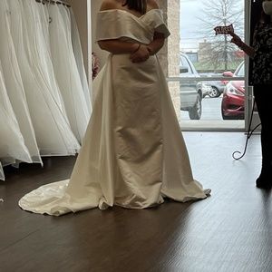 Off the Shoulder Satin Wedding Dress